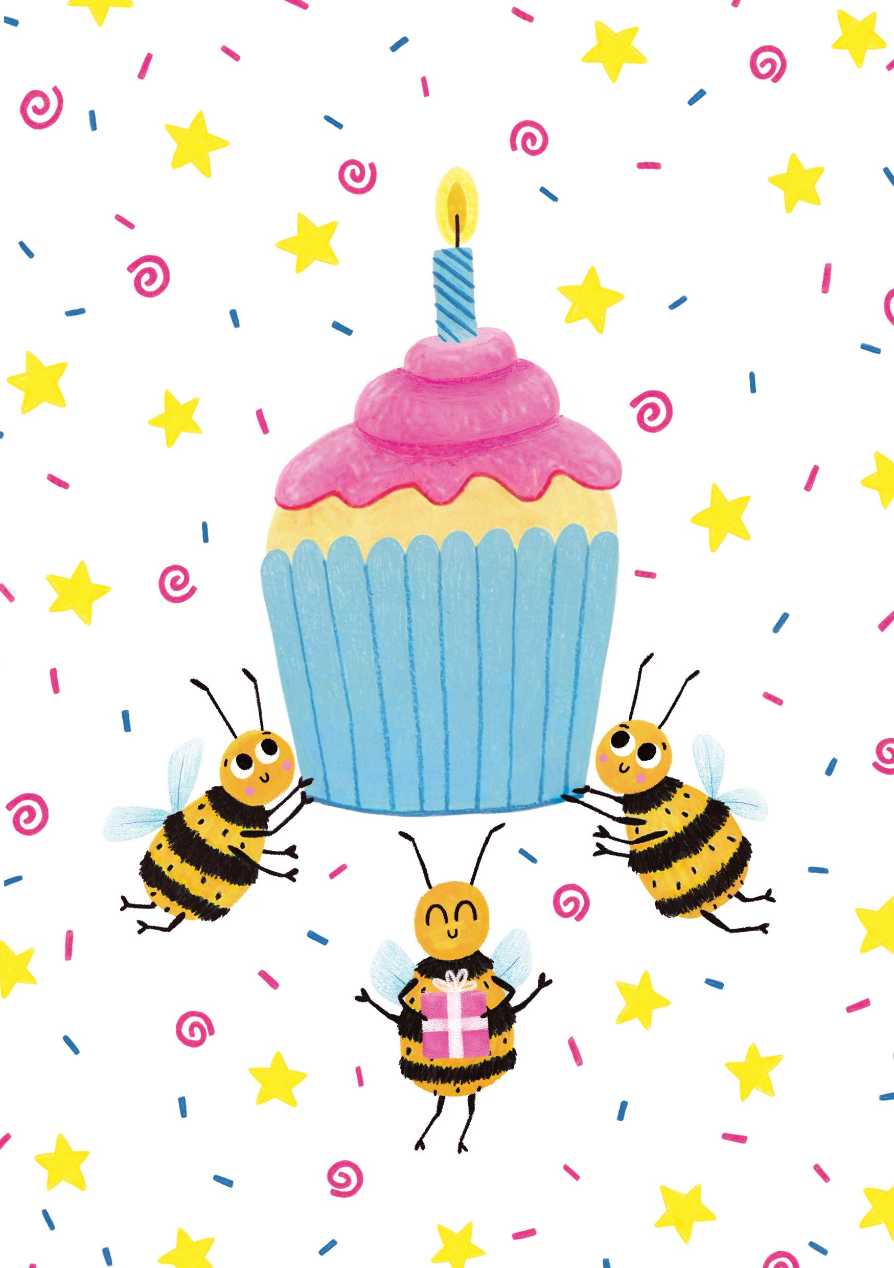 Bumble Bees Happy Birthday Card