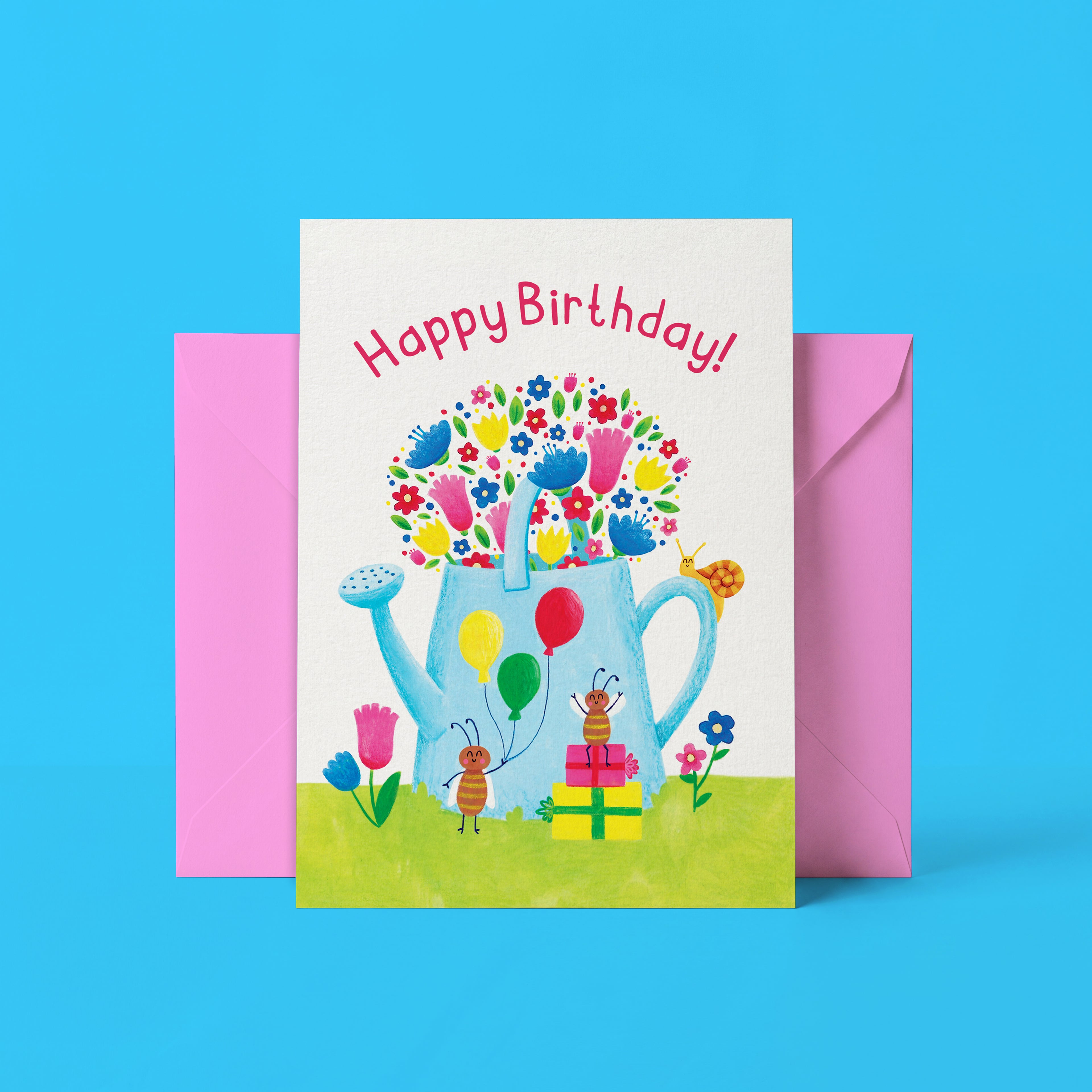 Happy Birthday Card - Watering Can Party