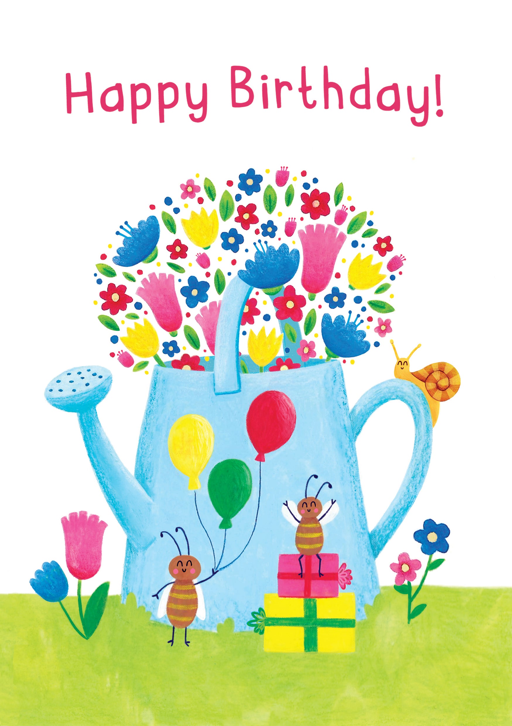 Happy Birthday Card - Watering Can Party