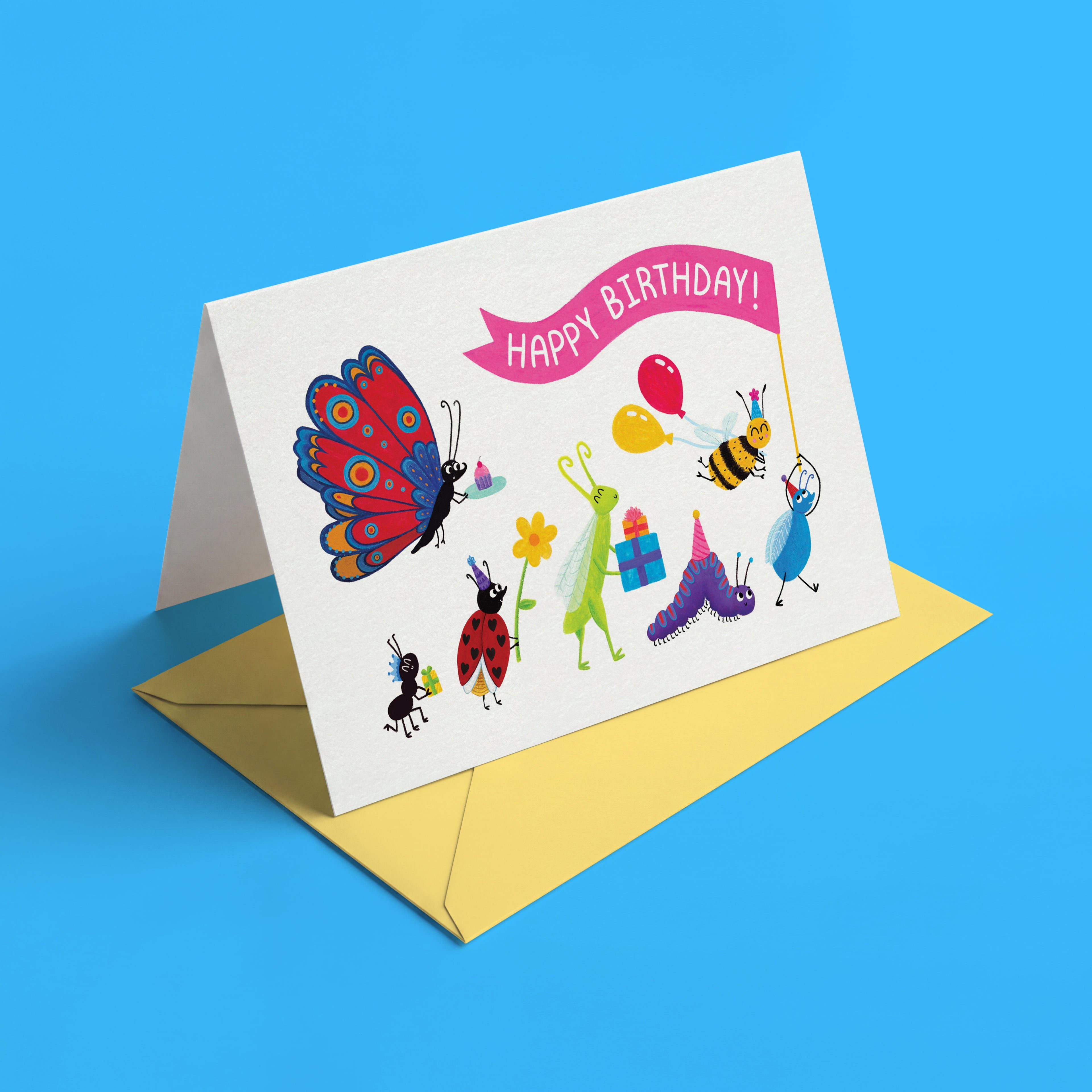 Bug Parade Happy Birthday Card