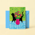 Black Cat Floral Card