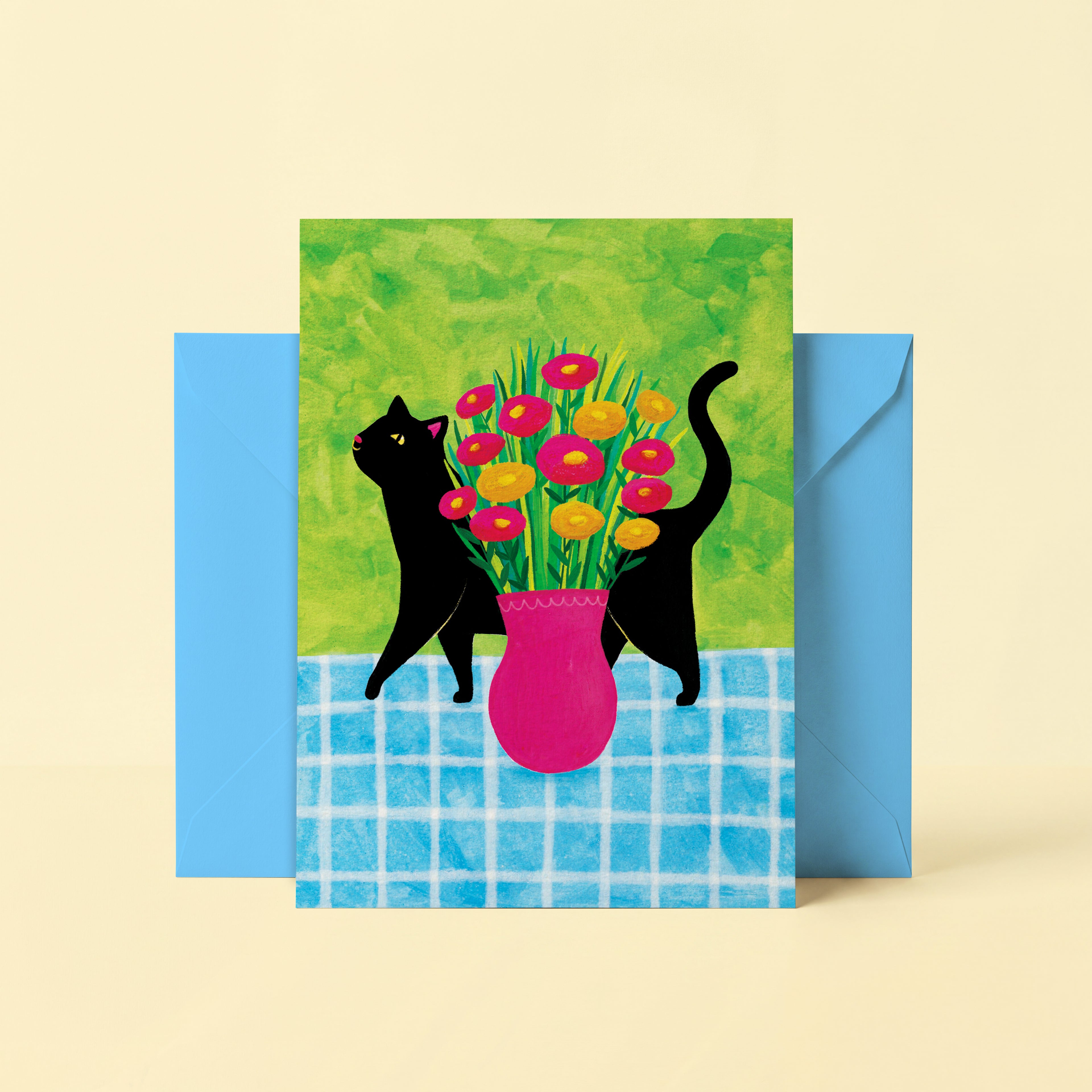 Black Cat Floral Card