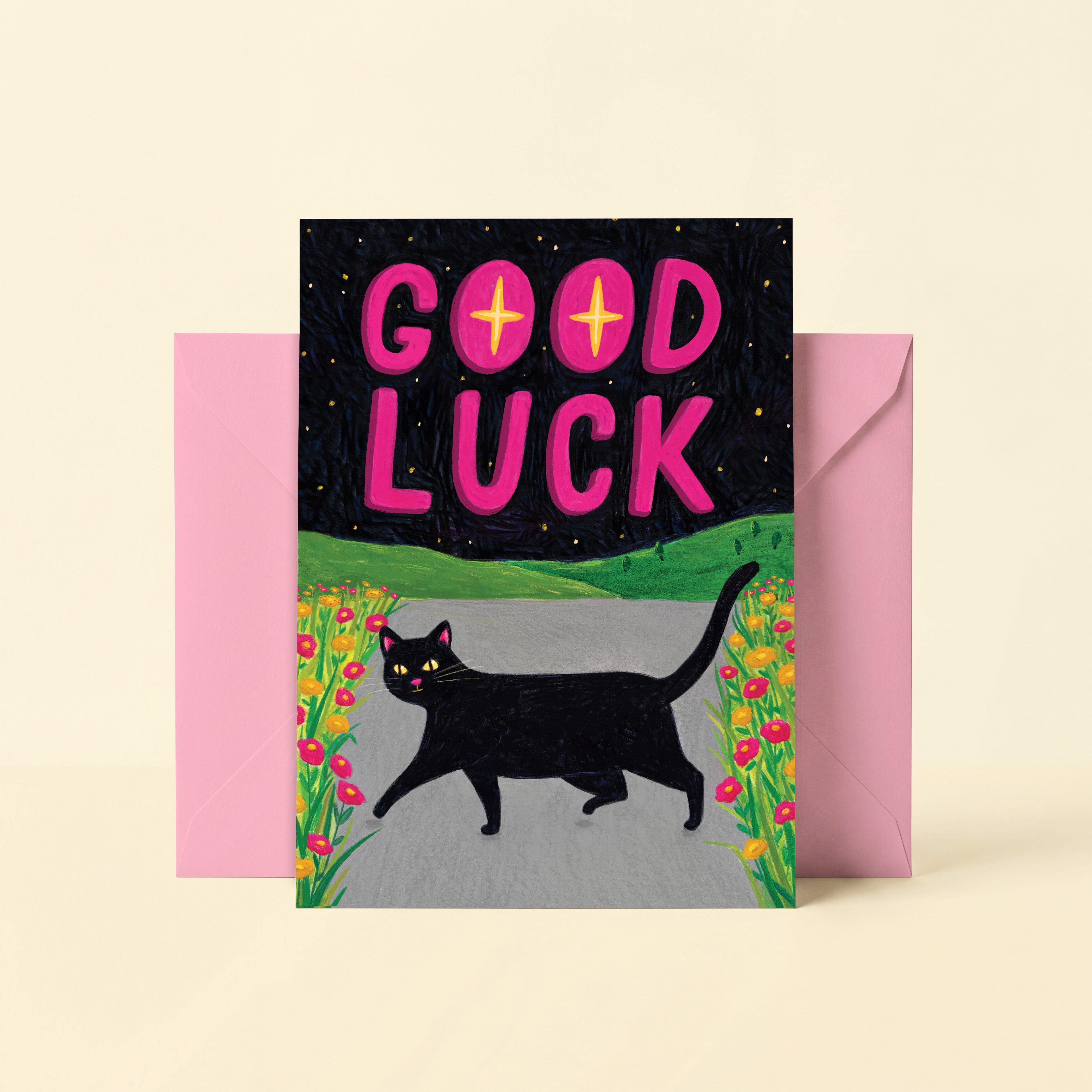 Good Luck Black Cat Card