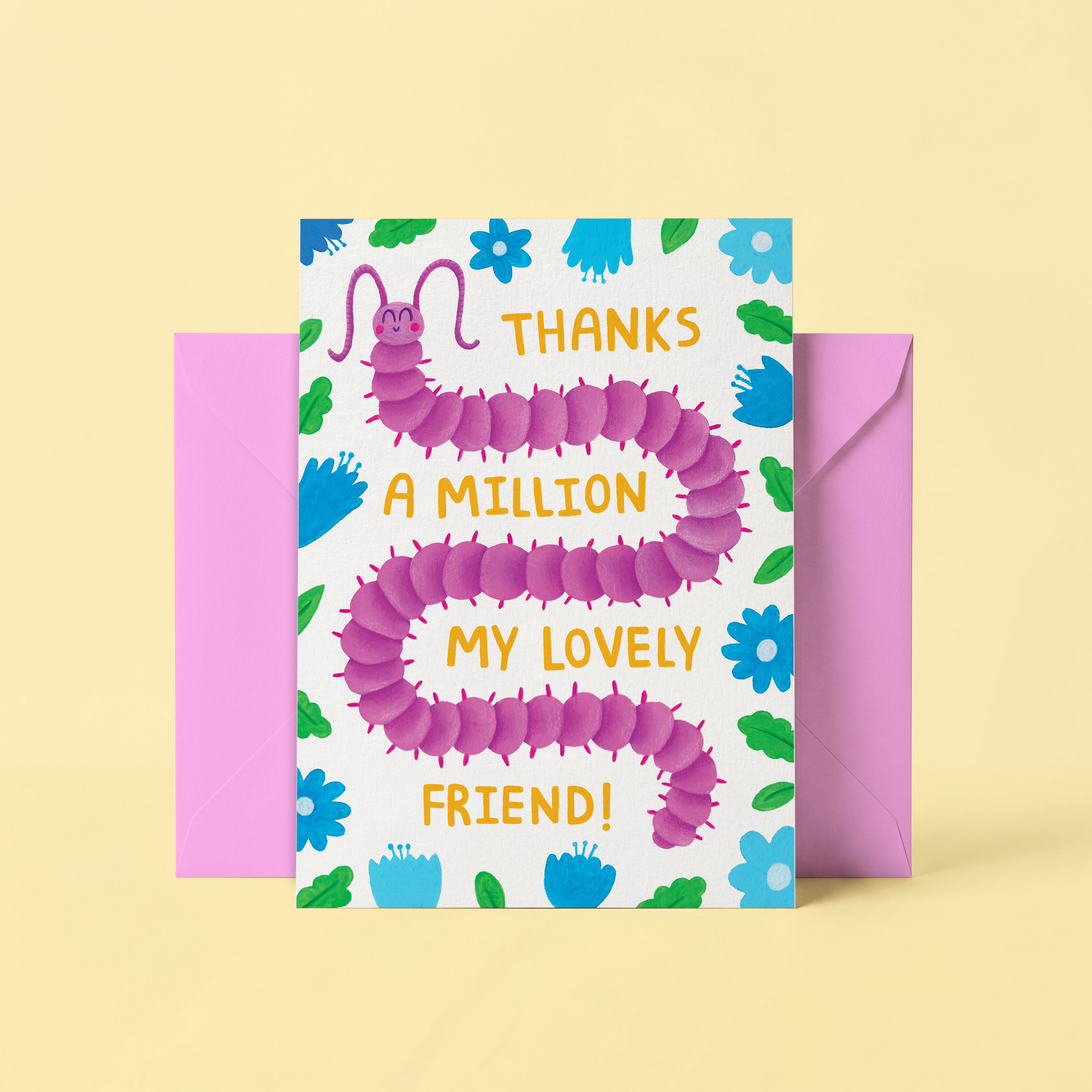 Floral Thank You Card - Thanks A Million My Lovely Friend