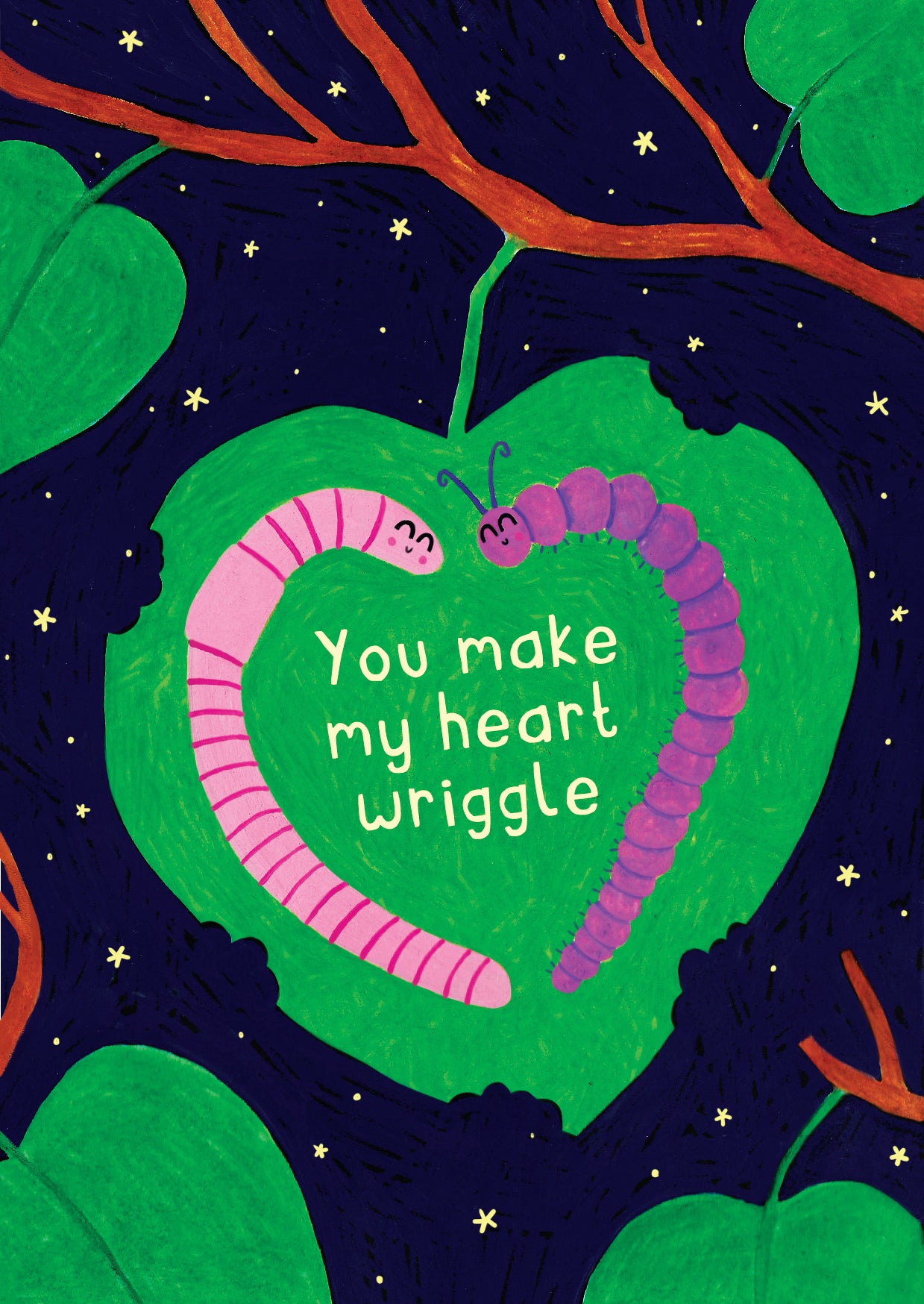 Valentines Day Card - You Make My Heart Wriggle