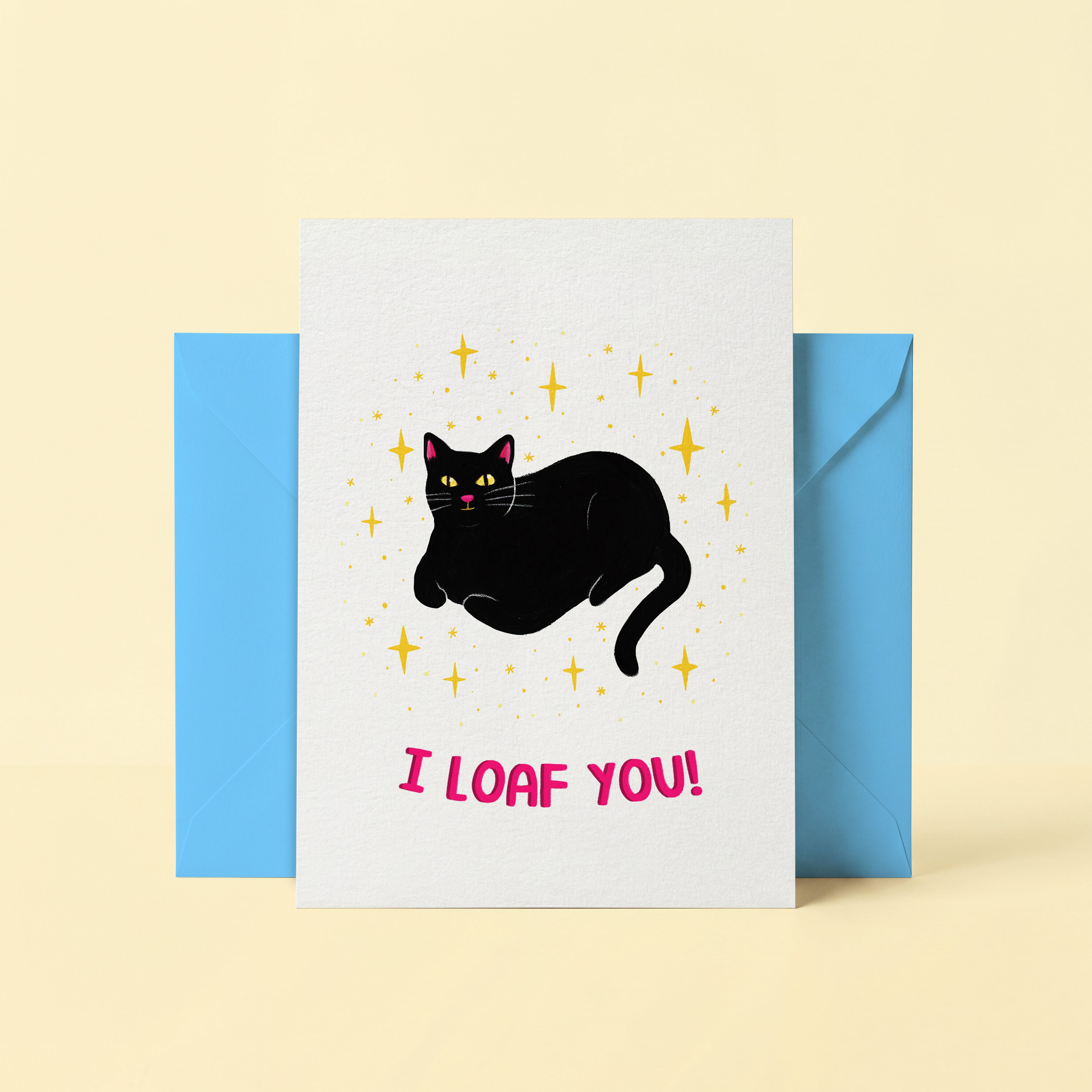 Black Cat Loaf Love Valentines Card