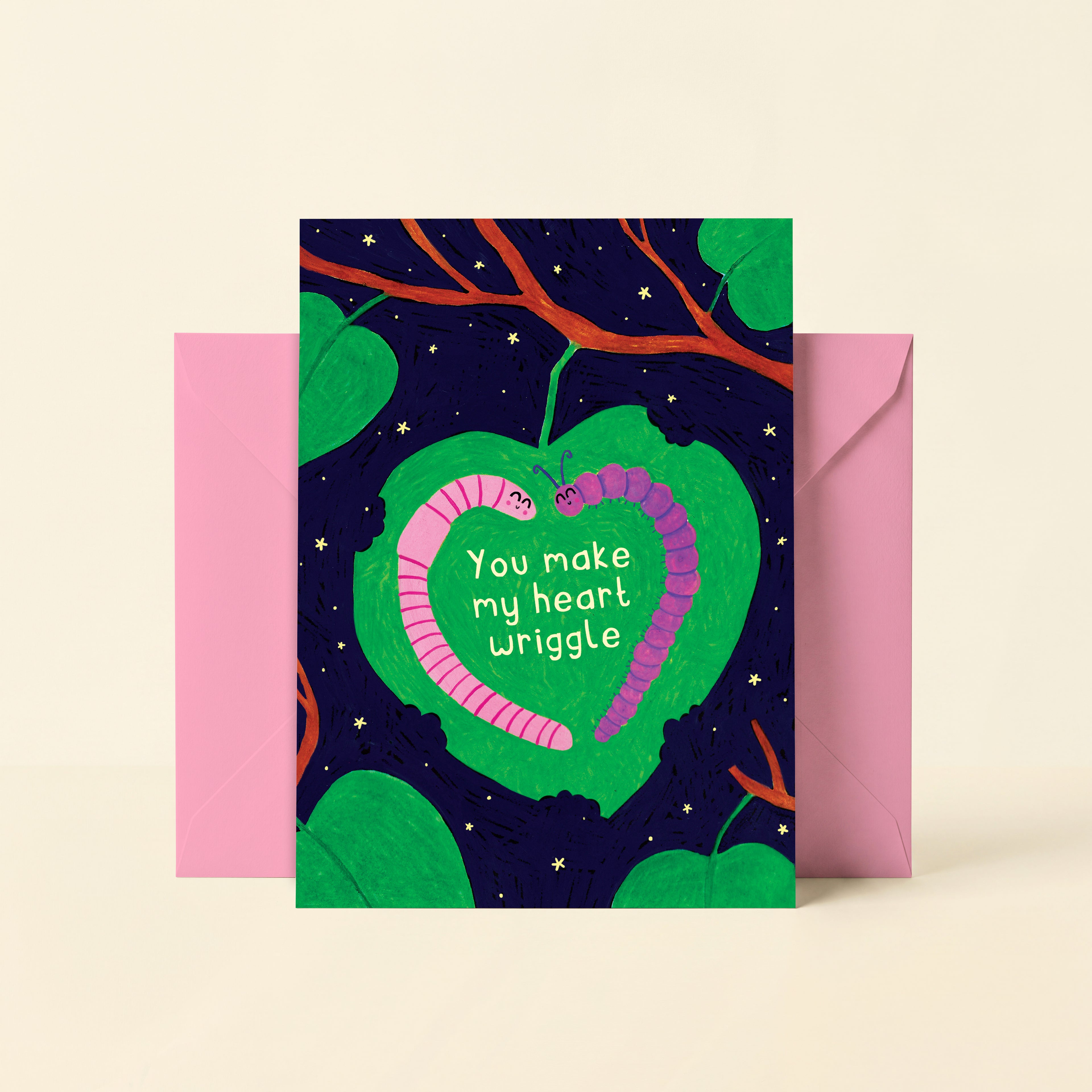 Valentines Day Card - You Make My Heart Wriggle