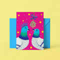 Christmas Pigeon Mistletoe Card