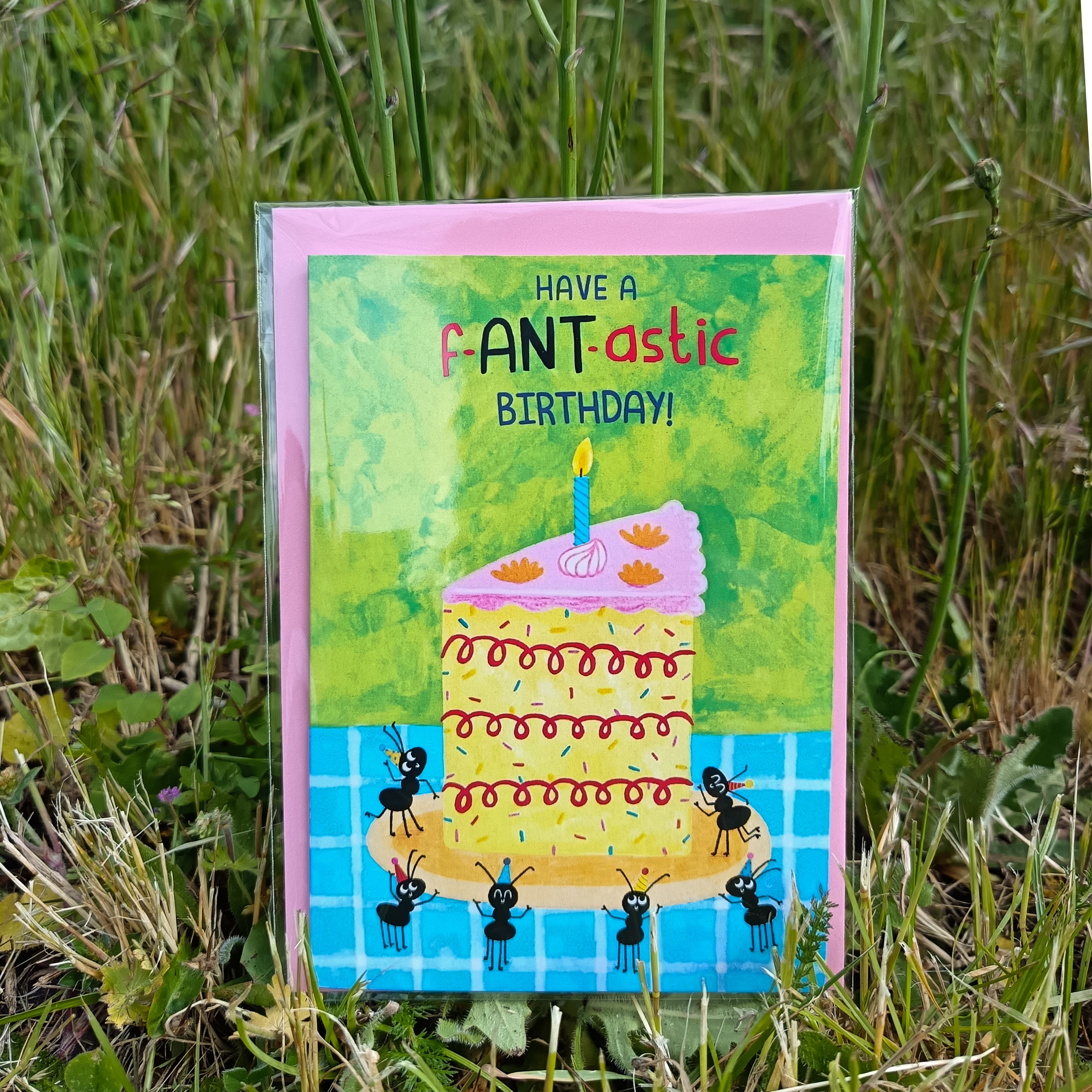 Bug Birthday Card - 'Have a f-ANT-astic Birthday!'