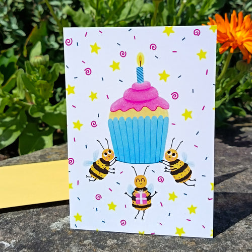 Bumble Bees Happy Birthday Card