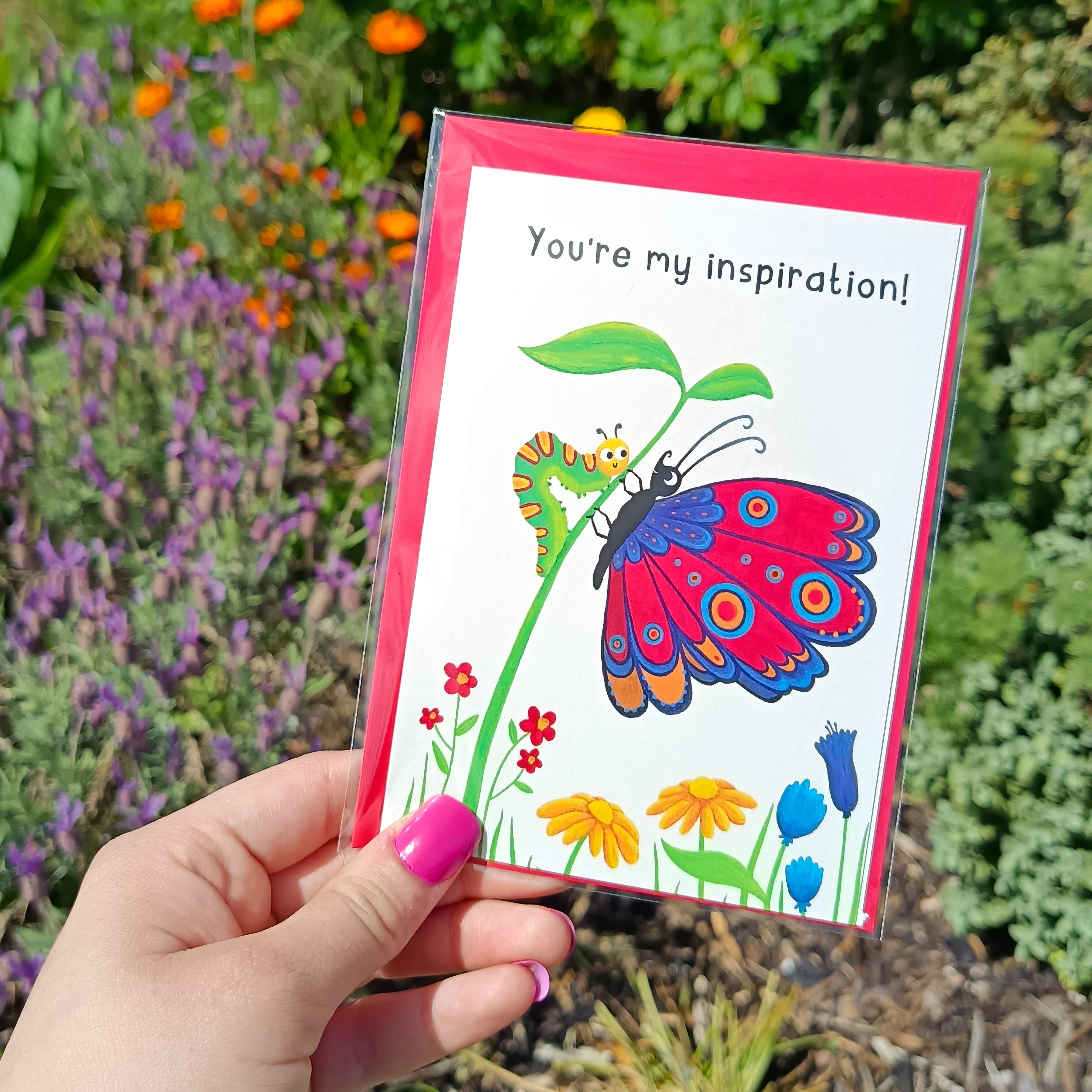 Caterpillar And Butterfly Card - You're My Inspiration