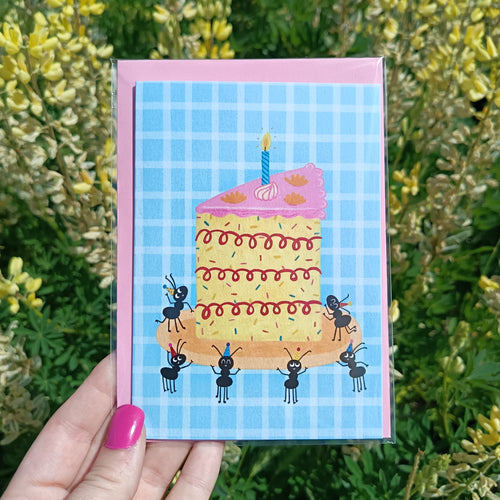 Birthday Card - Ants And Cake