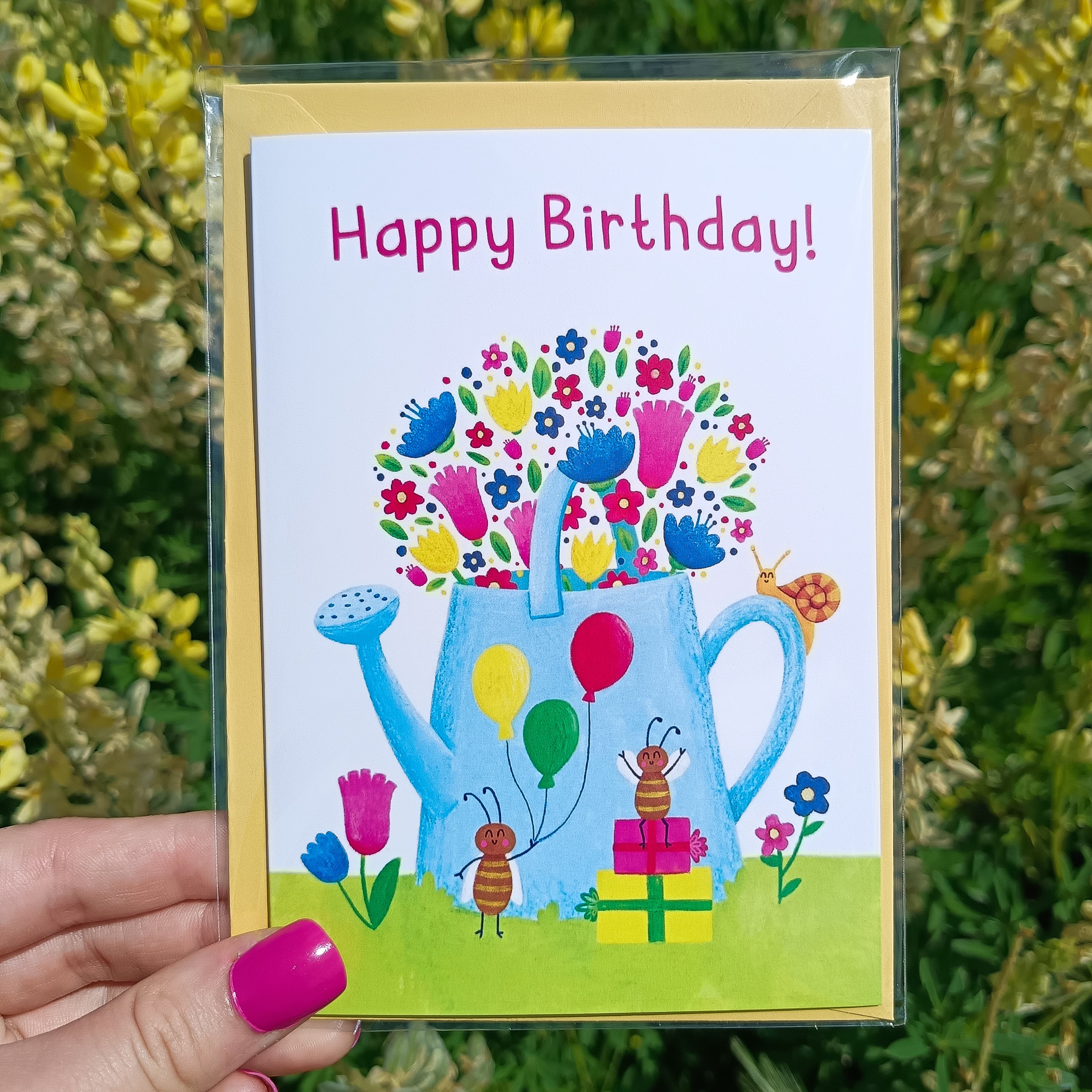 Happy Birthday Card - Watering Can Party