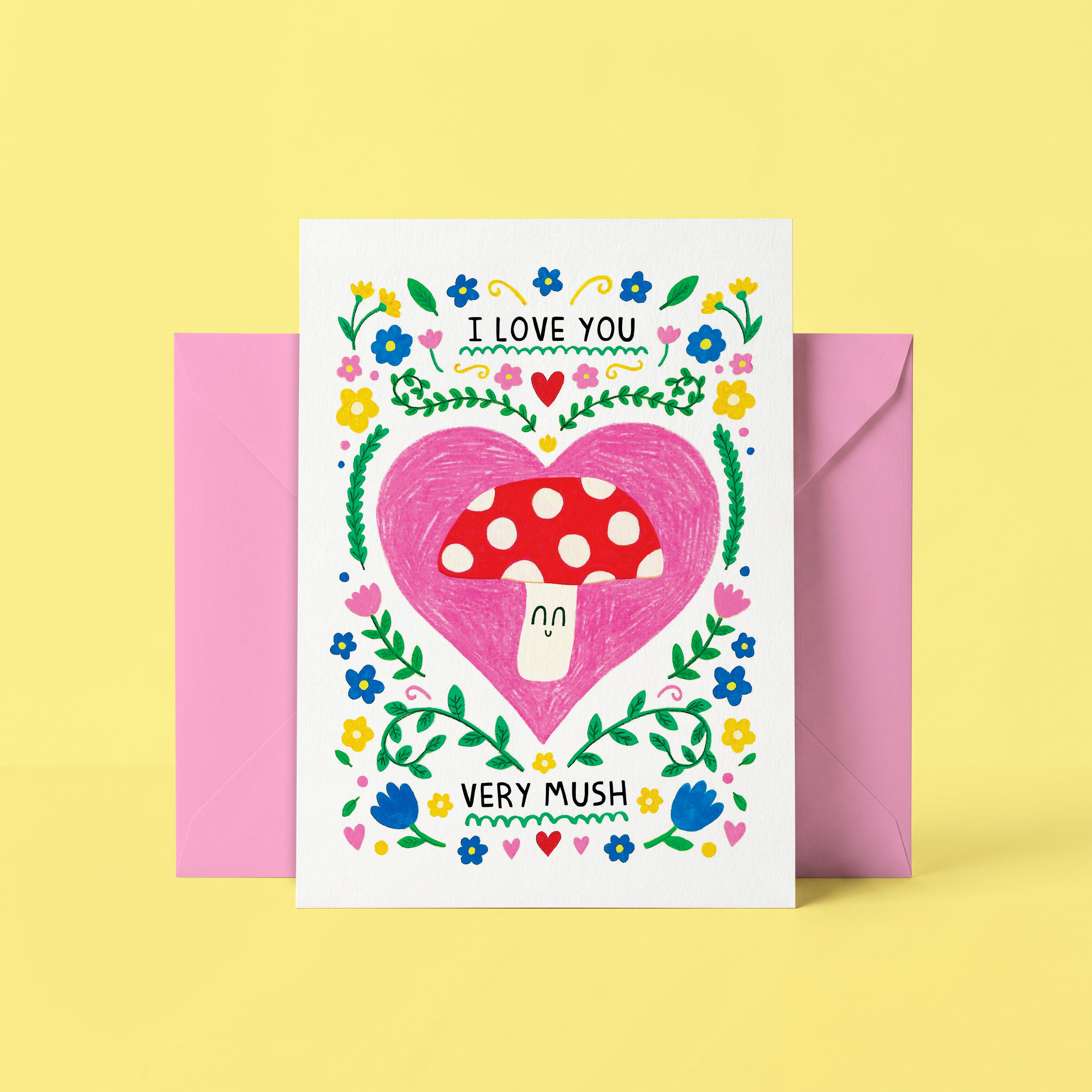 Mushroom Valentines Card - I Love You Very Mush